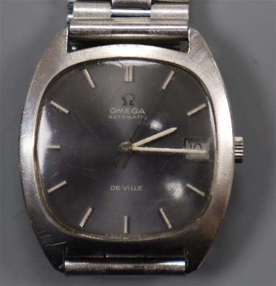 A gentlemans stainless steel Omega de Ville automatic wristwatch.